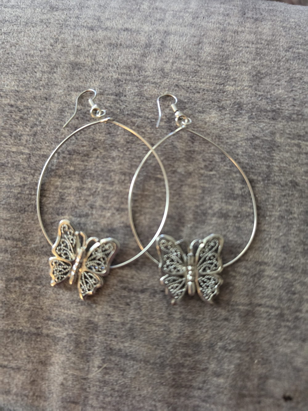 Silver Butterfly Hoop Earrings - Women Jewelry